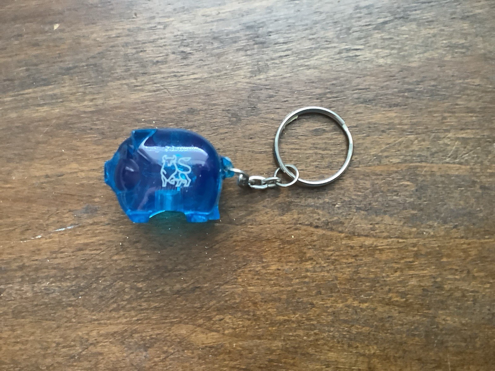 Merrill Lynch Bull Logo KeyChain Blue Piggy Bank Vintage Advertising
