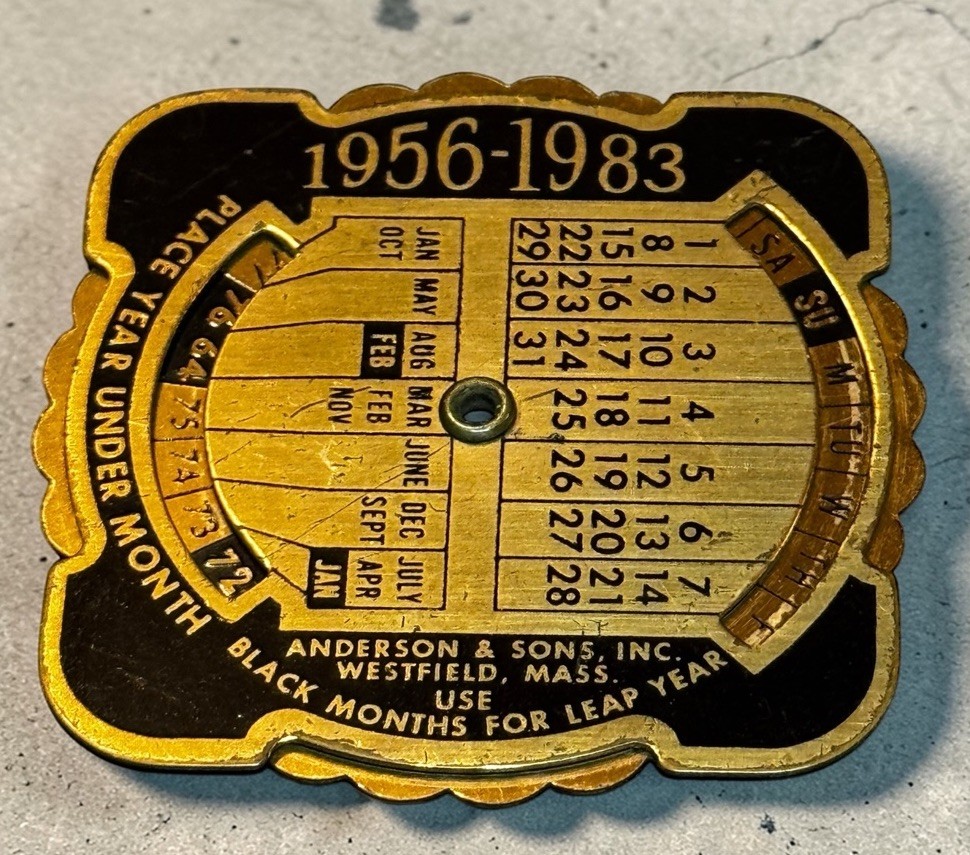 Vintage First National Bank Garland Texas Pocket Calendar 1956 Brass