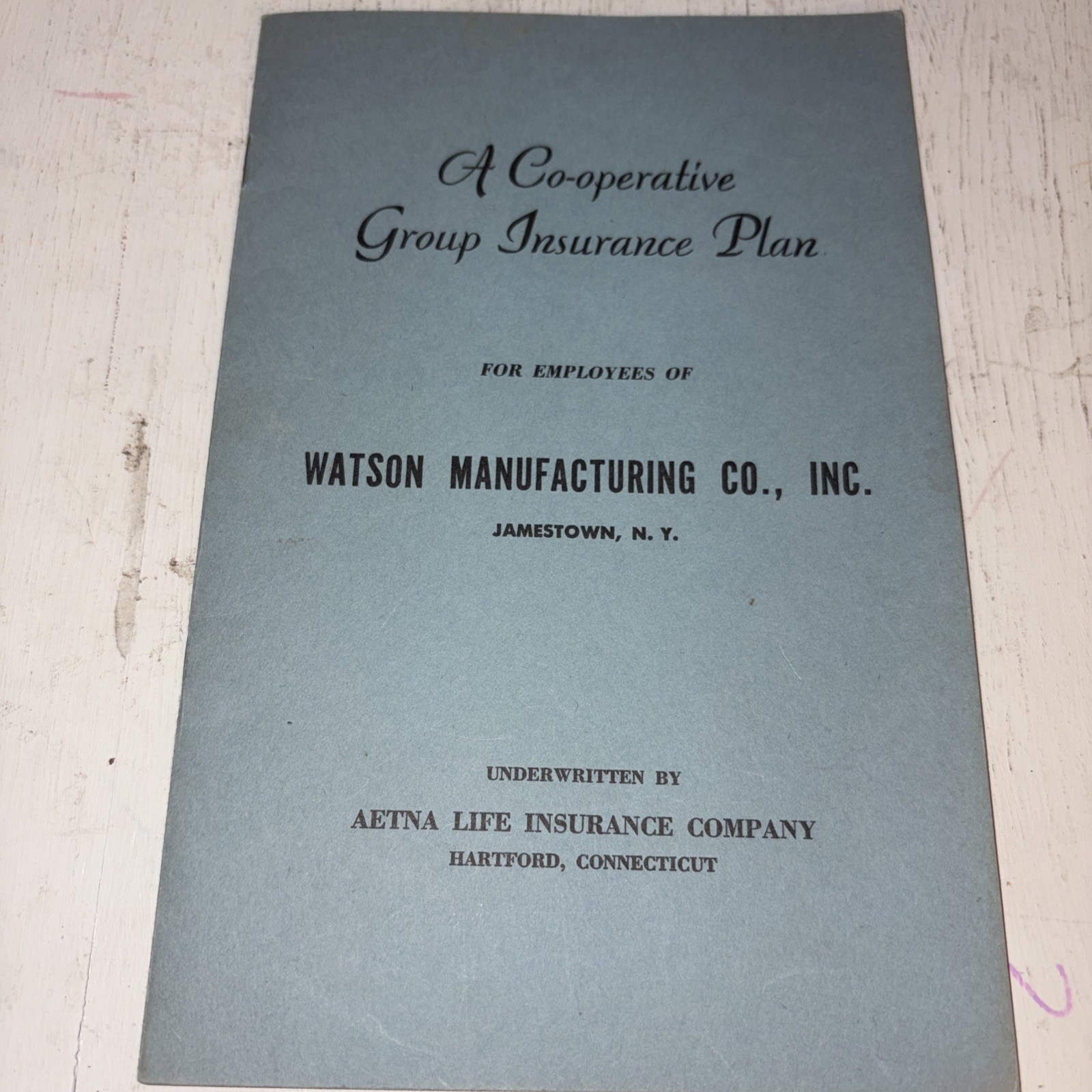 Watson Manufacturing Co Inc (Jamestown, NY) 1952 Group Insurance Book