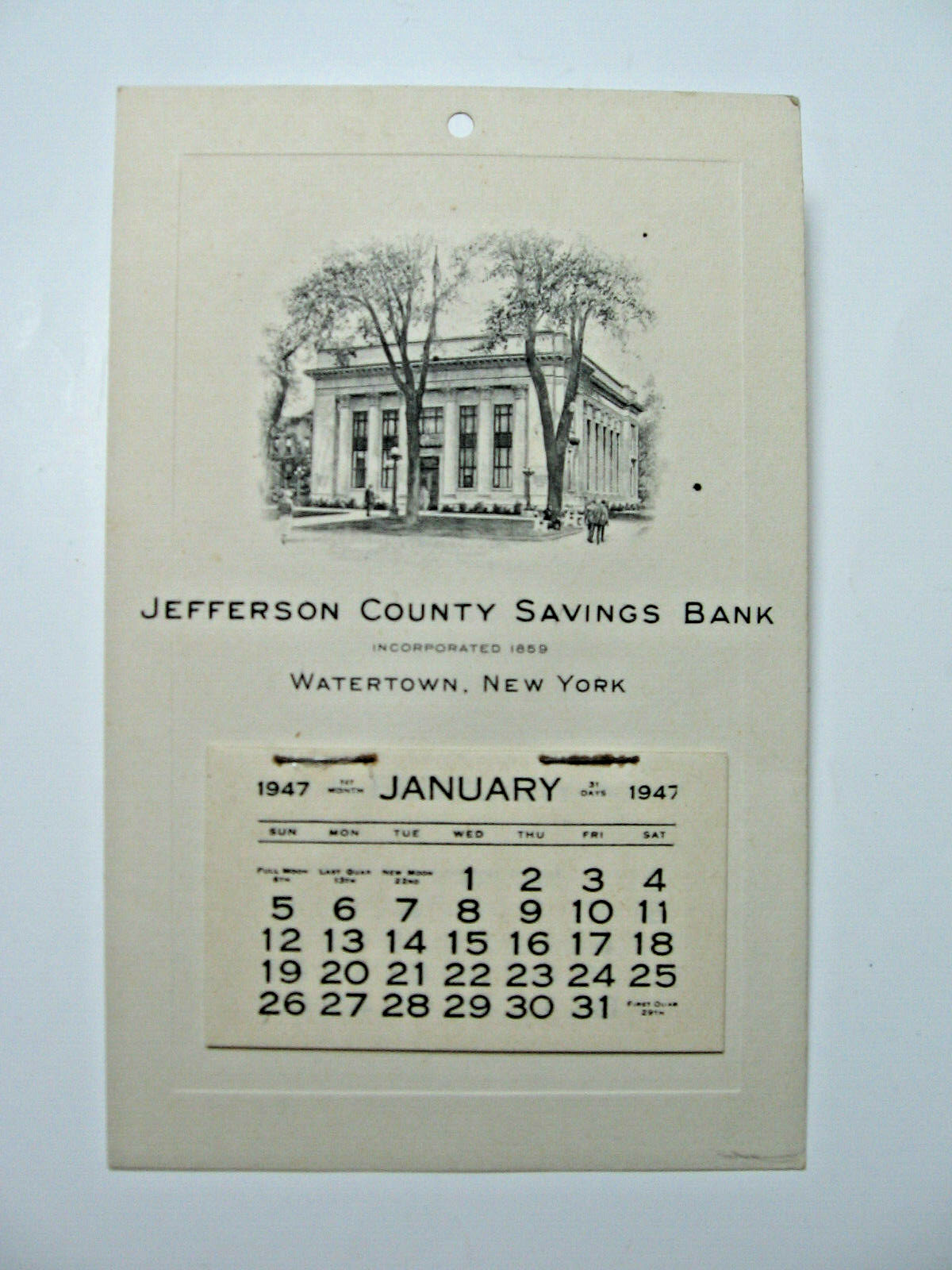 1947 Jefferson County Savings Bank Calendar