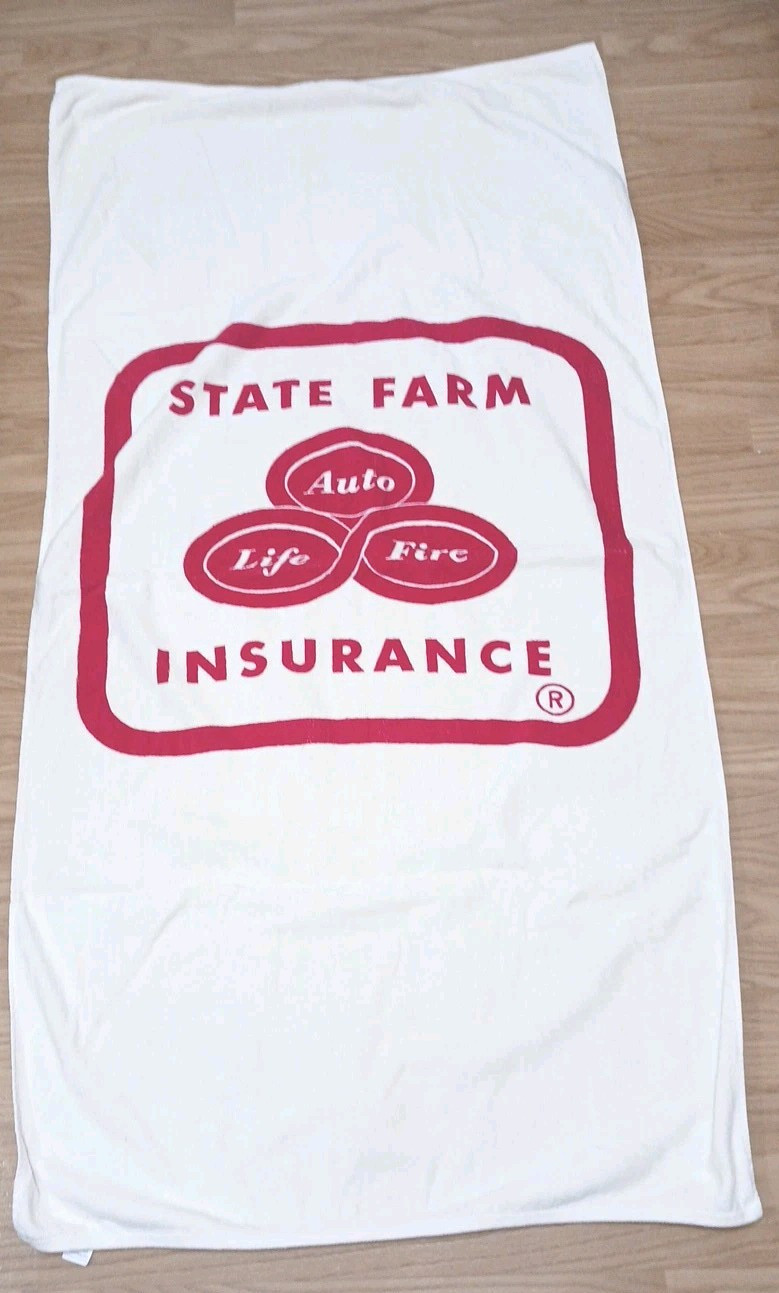 STATE FARM INSURANCE Beach Towel Red & White 100% Cotton