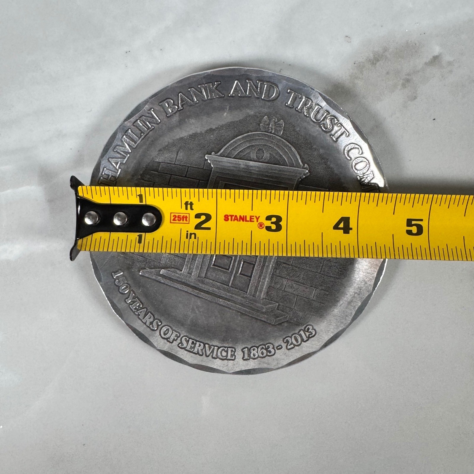 Wendell August Hamlin Bank and Trust 150 Years Hammered Aluminum Trinket Dish