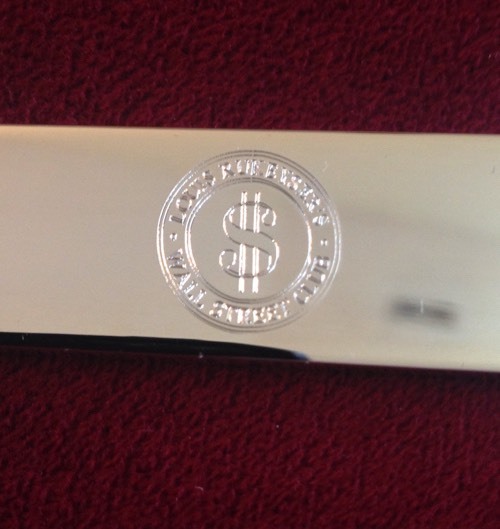 LOUIS RUKEYSER “WALL STREET CLUB” BRASS LETTER OPENER NIB A231