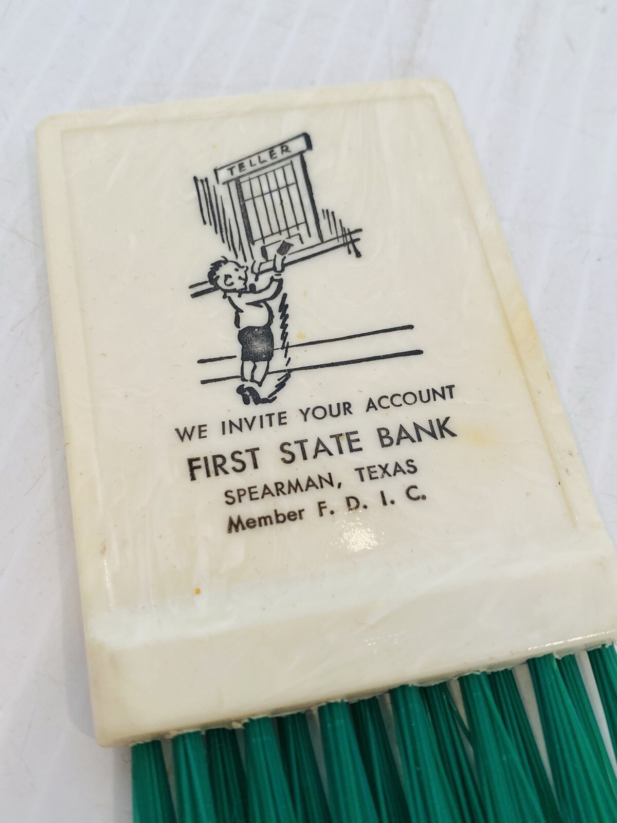 Vintage First State Bank Give Away Spearman Texas Jacket/Clothes Brush USA