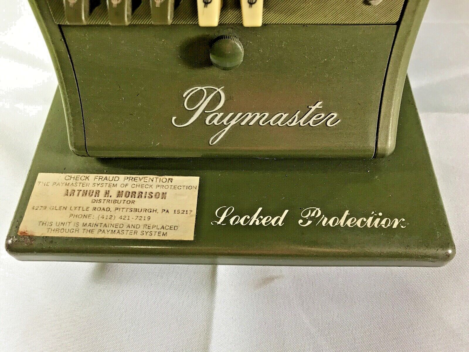 Vintage Paymaster Series X-2000 Check Writer Stamping Machine Locked Protection